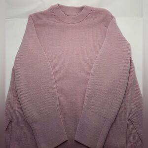 Lululemon Merino Wool-Blend Ribbed Crewneck Sweater Heathered Pink Peony Size 6